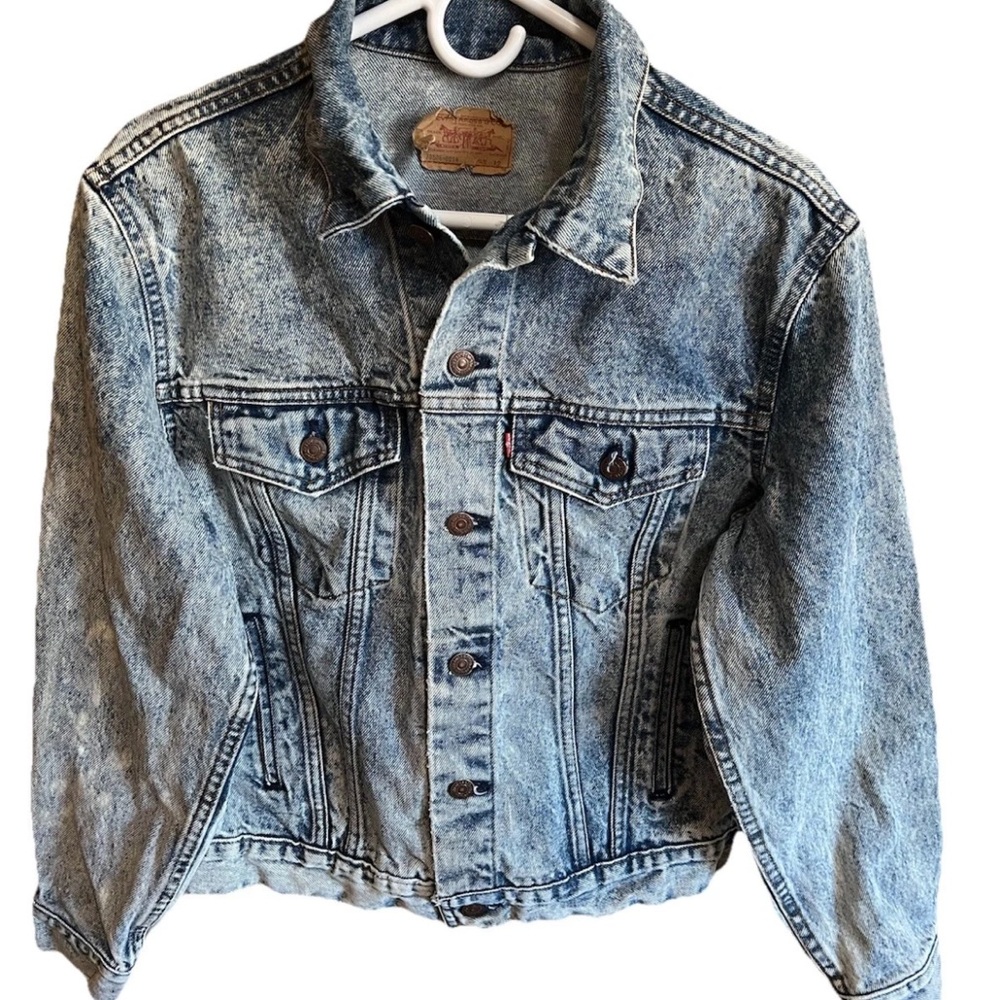 Vintage 80s Levis 70506 0214 Acid Wash Denim Trucker Jacket Men Size 42 USA Made - Picture 1 of 14